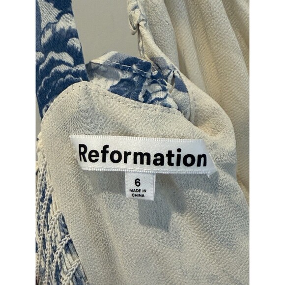 Reformation Alfred Floral Jumpsuit Pompadour Print Women’s Sz 6 Blue White NWT - Picture 8 of 16